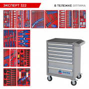 Набор инструментов 323 предмета, "ЭКСПЕРТ 322", в серой тележке МАСТАК 52-07322G Набор инструментов 323 предмета, "ЭКСПЕРТ 322", в серой тележке МАСТАК 52-07322G