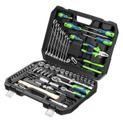 Набор инструментов, 1/2", 1/4", пластиковый кейс 76 предметов// Сибртех Набор инструментов, 1/2", 1/4", пластиковый кейс 76 предметов// Сибртех
