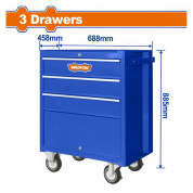 Тележка инструментальная 3 секции 688х458х735 мм WADFOW WCS2A03
