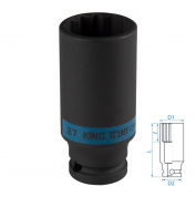 Головка торцевая ударная глубокая двенадцатигранная 1/2", 27 мм KING TONY 443027M