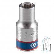 Головка торцевая TORX Е-стандарт 1/4", E7, L = 24 мм KING TONY 237507M Головка торцевая TORX Е-стандарт 1/4", E7, L = 24 мм KING TONY 237507M