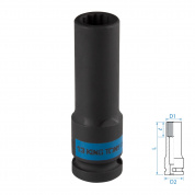 Головка торцевая ударная глубокая двенадцатигранная 1/2", 13 мм KING TONY 443013M