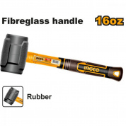 Киянка 450 гр резиновая черная фибергласовая ручка INGCO HRUH8816