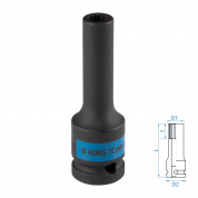 Головка торцевая ударная глубокая двенадцатигранная 1/2", 8 мм KING TONY 443008M