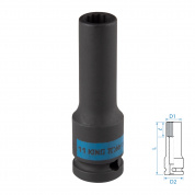 Головка торцевая ударная глубокая двенадцатигранная 1/2", 11 мм KING TONY 443011M