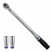 Динамометрический ключ 1/2", 40-200 Нм, "EXACT", футляр, в комплекте 2 торцевые головки KING TONY P34462-1DG