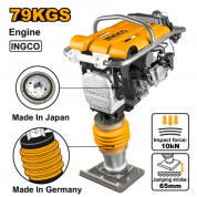 Вибротрамбовка 4,8 кВт 6,5 л.с, 450-660 уд/мин, центроб. сила 10кН,  INGCO GRT75-2 INDUSTRIAL