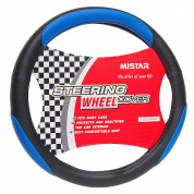 Оплетка руля MIS-LT34A (M) BLACK/BLUE кожа MISTAR /1/25