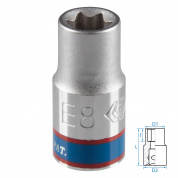 Головка торцевая TORX Е-стандарт 1/4", E8, L = 24 мм KING TONY 237508M Головка торцевая TORX Е-стандарт 1/4", E8, L = 24 мм KING TONY 237508M