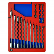 Набор комбинированных трещоточных ключей, 8-22 мм, ложемент, 17 предметов МАСТАК 5-21317 Набор комбинированных трещоточных ключей, 8-22 мм, ложемент, 17 предметов МАСТАК 5-21317