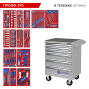 Набор инструментов 270 предметов, "ПРОФИ 270" в серой тележке МАСТАК 52-06270G Набор инструментов 270 предметов, "ПРОФИ 270" в серой тележке МАСТАК 52-06270G