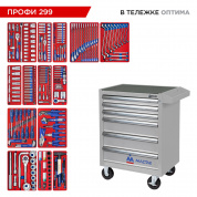 Набор инструментов 299 предметов, "ПРОФИ 299", в серой тележке МАСТАК 52-06299G Набор инструментов 299 предметов, "ПРОФИ 299", в серой тележке МАСТАК 52-06299G