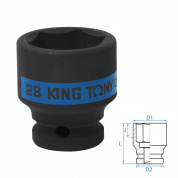 Головка торцевая ударная шестигранная 1/2", 28 мм KING TONY 453528M Головка торцевая ударная шестигранная 1/2", 28 мм KING TONY 453528M