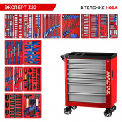 Набор инструментов 323 предмета, "ЭКСПЕРТ 322", в красной тележке МАСТАК 50-07322R Набор инструментов 323 предмета, "ЭКСПЕРТ 322", в красной тележке МАСТАК 50-07322R
