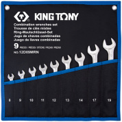 Набор комбинированных ключей, 8-19 мм, чехол из теторона, 9 предметов KING TONY 12D09MRN Набор комбинированных ключей, 8-19 мм, чехол из теторона, 9 предметов KING TONY 12D09MRN