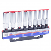 Набор торцевых глубоких головок 3/8", 6-19 мм, 9 предметов МАСТАК 001-3009H Набор торцевых глубоких головок 3/8", 6-19 мм, 9 предметов МАСТАК 001-3009H