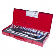 Набор торцевых головок с принадлежностями 1/2", шестигранные, 10-27 мм, 17 предметов KING TONY 4518MR Набор торцевых головок с принадлежностями 1/2", шестигранные, 10-27 мм, 17 предметов KING TONY 4518MR