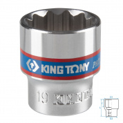 Головка торцевая стандартная двенадцатигранная 3/8", 19 мм KING TONY 333019M Головка торцевая стандартная двенадцатигранная 3/8", 19 мм KING TONY 333019M