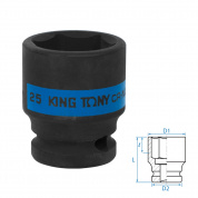 Головка торцевая ударная шестигранная 1/2", 25 мм KING TONY 453525M Головка торцевая ударная шестигранная 1/2", 25 мм KING TONY 453525M
