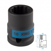 Головка торцевая ударная двенадцатигранная 1/2", 18 мм KING TONY 453018M Головка торцевая ударная двенадцатигранная 1/2", 18 мм KING TONY 453018M