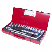 Набор торцевых головок с принадлежностями 1/2", двенадцатигранные, 10-27 мм, 17 предметов KING TONY 4018MR Набор торцевых головок с принадлежностями 1/2", двенадцатигранные, 10-27 мм, 17 предметов KING TONY 4018MR