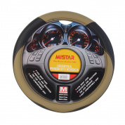 Оплетка руля MIS-LT15A (M) BLACK/BIEGE кожа MISTAR /1/25