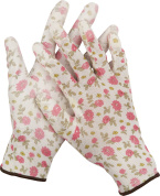 GRINDA прозрачное PU покрытие, 13 класс вязки, бело-розовые, размер M, садовые перчатки (11291-M)