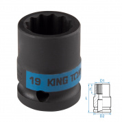 Головка торцевая ударная двенадцатигранная 1/2", 19 мм KING TONY 453019M Головка торцевая ударная двенадцатигранная 1/2", 19 мм KING TONY 453019M