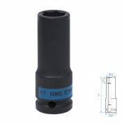 Головка торцевая ударная глубокая шестигранная 1/2", 17 мм KING TONY 443517M Головка торцевая ударная глубокая шестигранная 1/2", 17 мм KING TONY 443517M