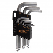 Набор Г-образных шестигранников 1,5-10 мм, с шаровым окончанием, 9 предметов AFFIX AF06100209 Набор Г-образных шестигранников 1,5-10 мм, с шаровым окончанием, 9 предметов AFFIX AF06100209