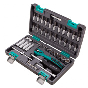 Набор инструментов, 1/4", Cr-V, S2, усиленный кейс, 47 предметов Stels Набор инструментов, 1/4", Cr-V, S2, усиленный кейс, 47 предметов Stels