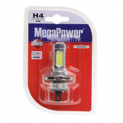 Автолампа H4 (P43t) 5 SMD MEGA WHITE 6000K блистер 650лм 12V MEGAPOWER /1/10/100