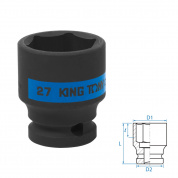 Головка торцевая ударная шестигранная 1/2", 27 мм KING TONY 453527M Головка торцевая ударная шестигранная 1/2", 27 мм KING TONY 453527M