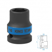 Головка торцевая ударная шестигранная 1/2", 16 мм KING TONY 453516M Головка торцевая ударная шестигранная 1/2", 16 мм KING TONY 453516M