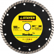 STAYER Turbo, 180 мм, (22.2 мм, 7 х 2.6 мм), сегментированный алмазный диск, Professional (3662-180)