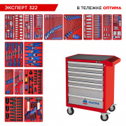 Набор инструментов 323 предмета, "ЭКСПЕРТ 322", в красной тележке МАСТАК 52-07322R Набор инструментов 323 предмета, "ЭКСПЕРТ 322", в красной тележке МАСТАК 52-07322R