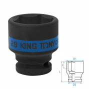 Головка торцевая ударная шестигранная 1/2", 29 мм KING TONY 453529M Головка торцевая ударная шестигранная 1/2", 29 мм KING TONY 453529M
