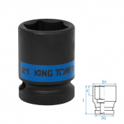 Головка торцевая ударная шестигранная 1/2", 21 мм KING TONY 453521M Головка торцевая ударная шестигранная 1/2", 21 мм KING TONY 453521M