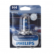 Автолампа H4 (60/55) P43t-38+200% Racing Vision GT200 (блистер) 3600К 12V PHILIPS /1/10