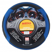 Оплетка руля MIS-2023STW21A (M) чёрная с синими вставками косичкой MISTAR /1/25