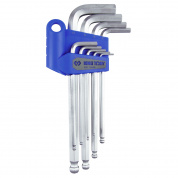 Набор Г-образных шестигранников 1,5-10 мм, длинные, с шаровым окончанием, 9 предметов KING TONY 20110MR Набор Г-образных шестигранников 1,5-10 мм, длинные, с шаровым окончанием, 9 предметов KING TONY 20110MR