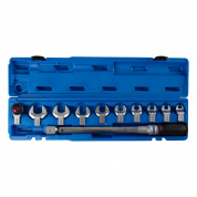 Динамометрический ключ 14х18 мм, 40-200 Нм, "FIT", с набором рожковых насадок 13-30 мм, кейс KING TONY 345202D11MR