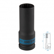 Головка торцевая ударная глубокая двенадцатигранная 1/2", 17 мм KING TONY 443017M
