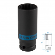 Головка торцевая ударная глубокая двенадцатигранная 1/2", 24 мм KING TONY 443024M