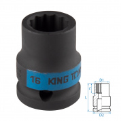 Головка торцевая ударная двенадцатигранная 1/2", 16 мм KING TONY 453016M Головка торцевая ударная двенадцатигранная 1/2", 16 мм KING TONY 453016M