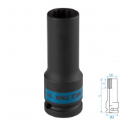 Головка торцевая ударная глубокая двенадцатигранная 1/2", 16 мм KING TONY 443016M