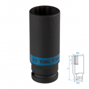 Головка торцевая ударная глубокая двенадцатигранная 1/2", 23 мм KING TONY 443023M