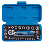 Набор торцевых головок с принадлежностями 1/4", шестигранные, 4-14 мм, 27 предметов KING TONY 2527MRE Набор торцевых головок с принадлежностями 1/4", шестигранные, 4-14 мм, 27 предметов KING TONY 2527MRE