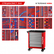 Набор инструментов 344 предмета, "СПЕЦИАЛИСТ 344", в красной тележке МАСТАК 50-07344R Набор инструментов 344 предмета, "СПЕЦИАЛИСТ 344", в красной тележке МАСТАК 50-07344R