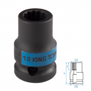 Головка торцевая ударная двенадцатигранная 1/2", 12 мм KING TONY 453012M Головка торцевая ударная двенадцатигранная 1/2", 12 мм KING TONY 453012M